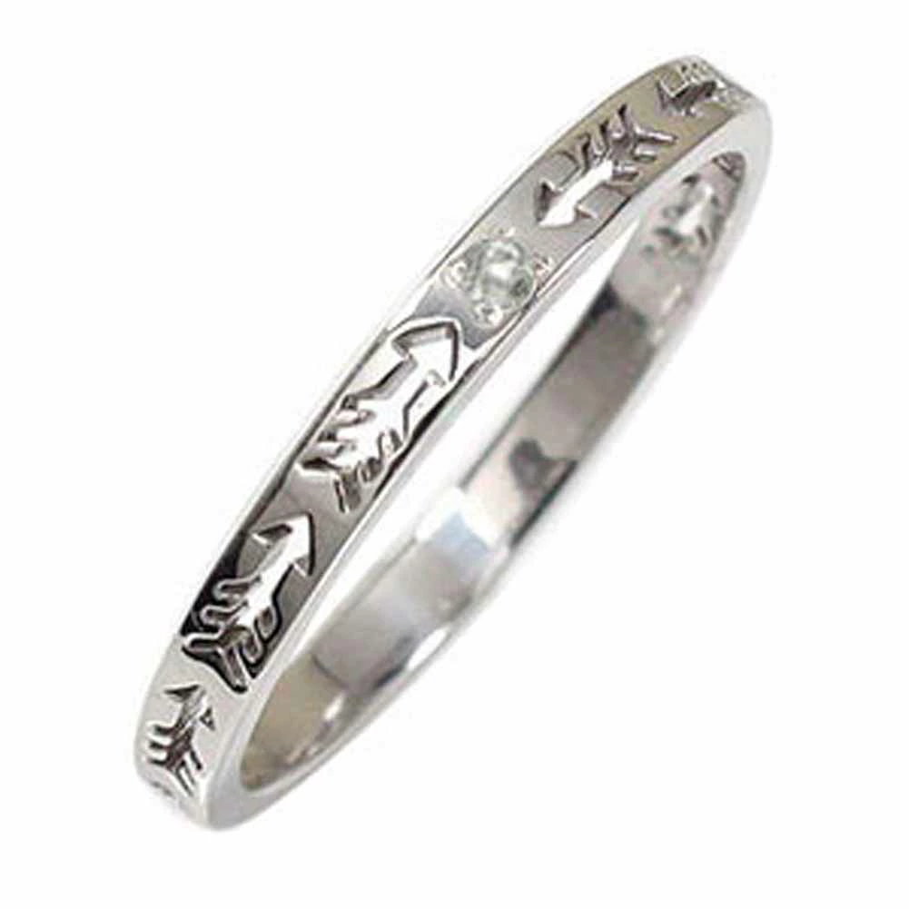 ダイヤモンド リング プラチナ インディアンジュエリー ネイティブアメリカン ピンキー 矢 アロー 大人 エタニティ 結婚指輪 マリッジリング 誕生石【送料無料】