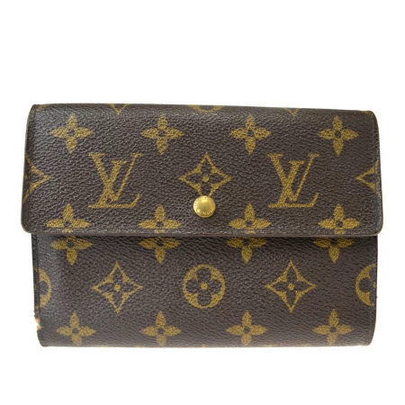 送料無料 【中古】 ルイヴィトン LOUIS VUITTON ポルト トレゾール エテュイ パピエ 三つ折り 財布 モノグラム レザー M61202 07BK472