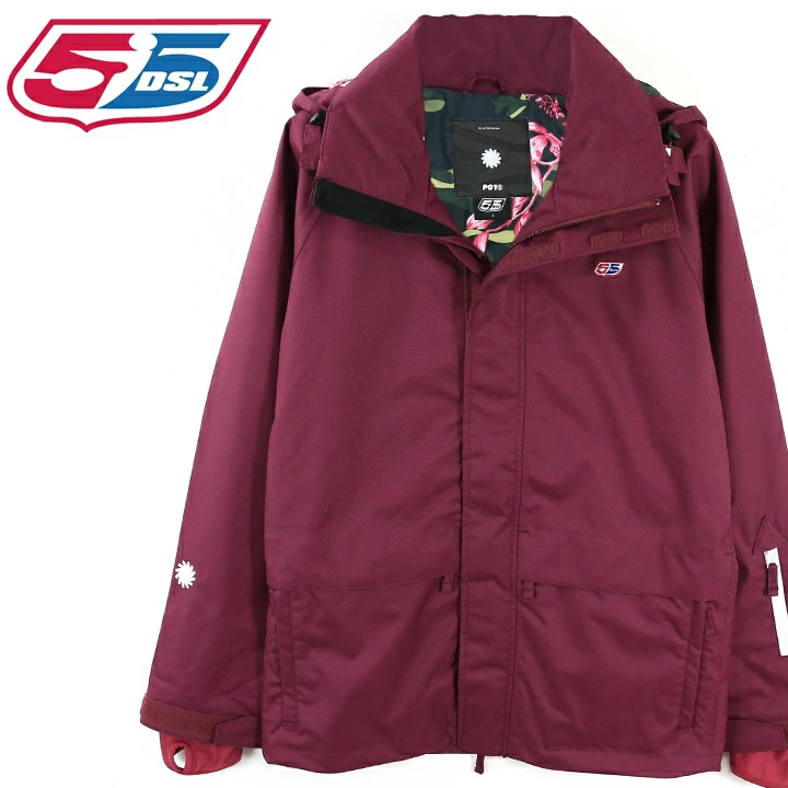 ■55DSL フィフティーファイブディーエスエル ディーゼルメンズ■P01(プレイ)コラボ フード付き スノーウェア スノーボードウェア スノボジャケット【サイズS】【ワインレッド】55d-m-o-80-015 《メーカー希望小売価格52,920円》