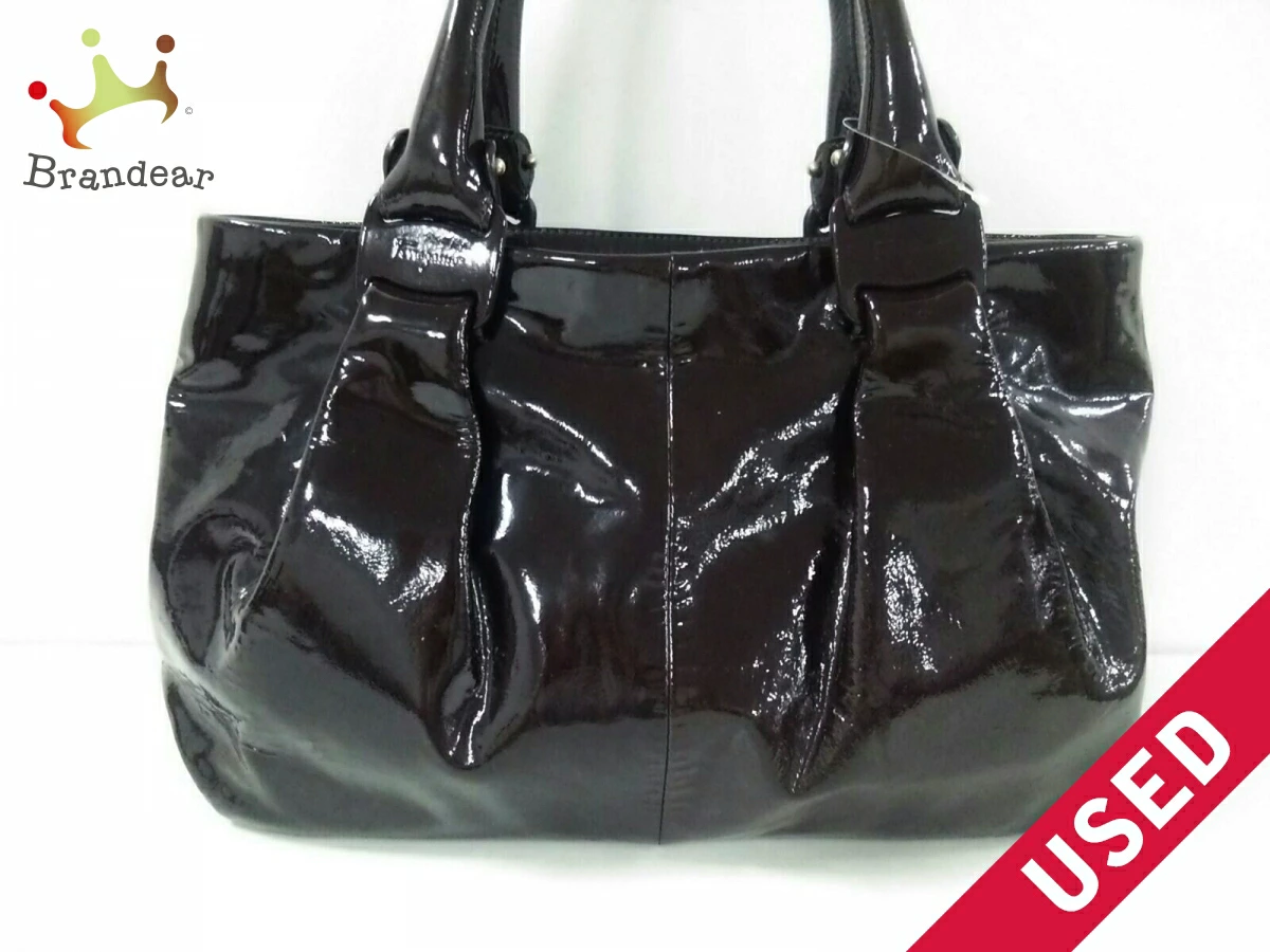 SalvatoreFerragamo(サルバトーレフェラガモ) ハンドバッグ ヴァラ ダークブラウン エナメル（レザー）【中古】
