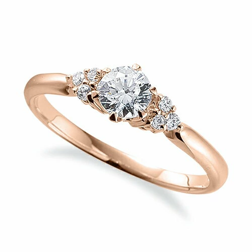 指輪 18金 ピンクゴールド 天然石 サイドストーンリング 主石の直径約4.1mm 六本爪留め｜K18PG 18k 貴金属 ジュエリー レディース メンズ