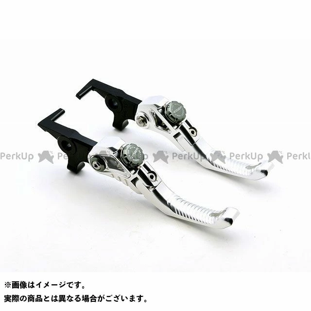 送料無料 リデア ニンジャH2 レバー LV4 Omega ショート可倒式ノブアジャスターレバー 左右セット（レバー本体：シルバー/ノブアジャスター：チタン）