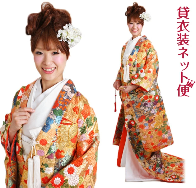 色打掛 レンタル 打掛 レンタル 朱金色 812 色打掛レンタル 打ち掛け 色打ち掛け 色打掛 レンタル 紋付 和装 和服 打掛 レンタル 色打掛 レンタル【送料無料】【店頭受取対応商品】【fy16REN07】【レンタル】