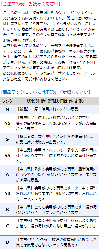 ご注意と商品ランク