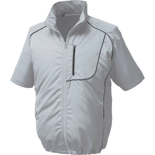 空調服 ポリエステル製半袖空調服 ワンタッチファングレー 大容量バッテリーセット シルバー 4L 1720-G22-C06-S6
