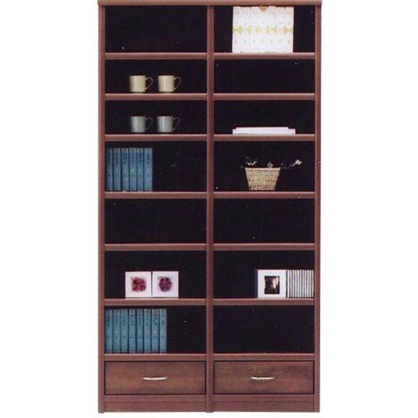 オープンラック/オープンシェルフ 幅97cm 木製(天然木) 棚板/引き出し収納付き 日本製 ブラウン 【完成品】【代引不可】