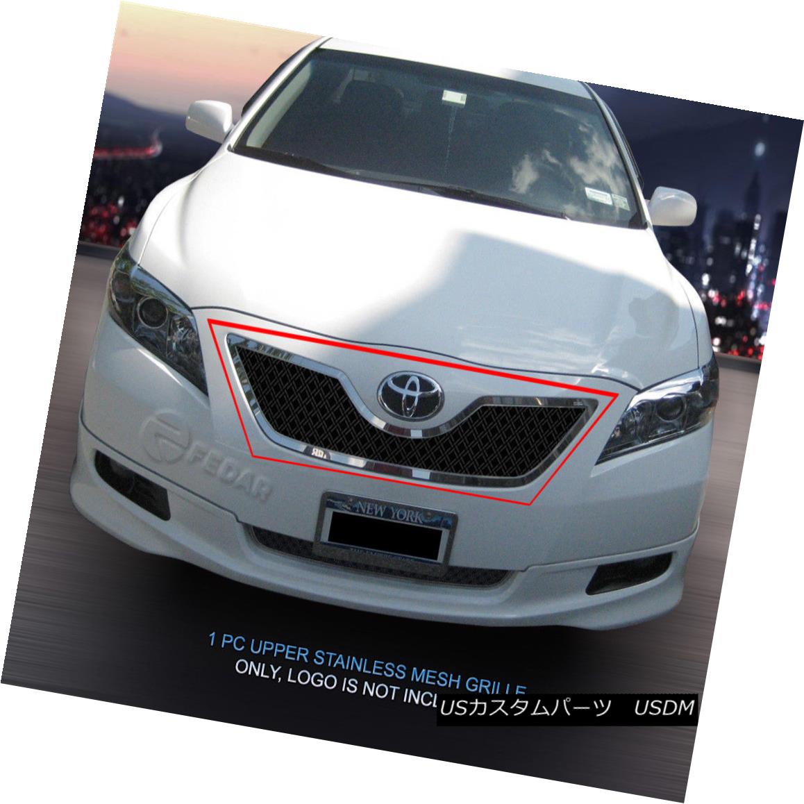 グリル 07-09 Toyota Camry Stainless Polished Black Dual Mesh Grille Upper Insert Fedar 07-09トヨタカムリステンレスポリッシュブラックデュアルメッシュグリルアッパーインサートフェルダー