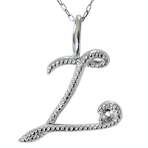 母の日 2019 イニシャルL ペンダントネックレス ダイヤモンド 0.01ct K10WG ホワイトゴールド 【送料無料】【品質保証書付】