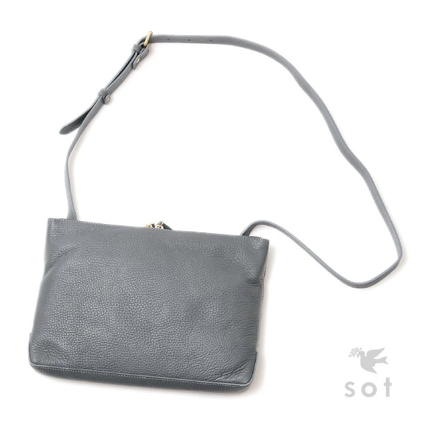 sot (ソット) SHED (シェード)  レザー ファスナー付 ミニショルダーバッグ メンズ レディース 本革 グレー / ネイビー / ブラック