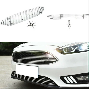 フォード グリル For Ford Focus 2015-2016 Aluminium Alloy Crossband Front Grille 2PCS フォードフォーカス2015-2016アルミ合金のクロスバンドフロントグリル2PCSのため
