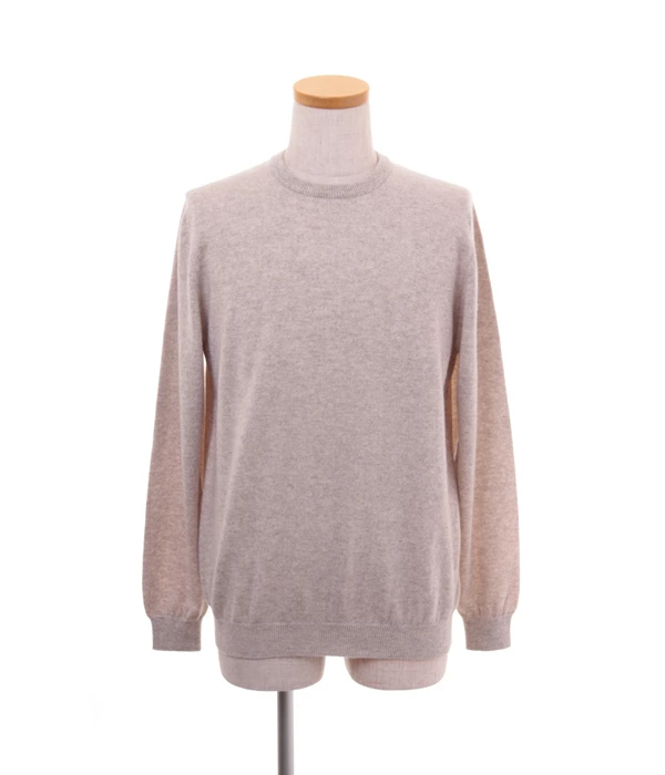 【アウトレット 送料無料】カシミヤ100% メンズ クルーネックプルオーバーカラー：サンド サイズ：L