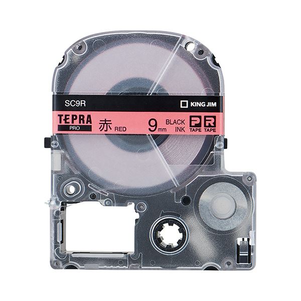 (まとめ）キングジム テプラ PRO テープカートリッジ パステル 9mm 赤/黒文字 エコパック SC9R-5P 1パック(5個)【×3セット】 送料無料！