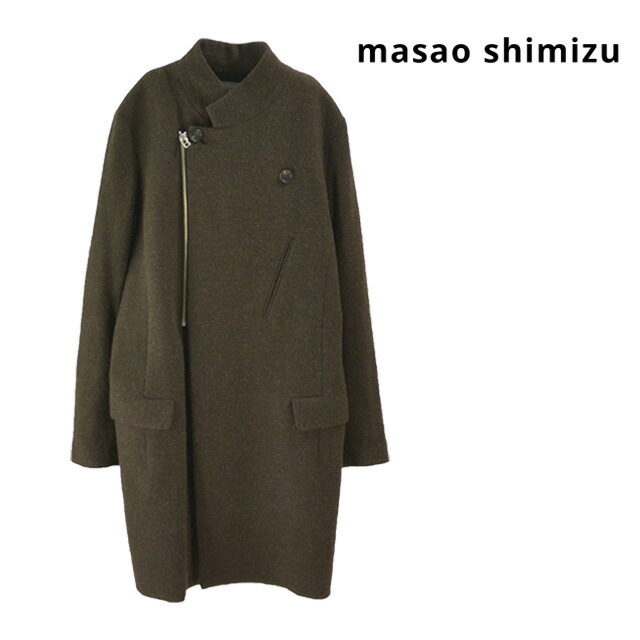【送料無料】masao shimizu/マサオシミズ フラップダブルコート ロングコート メンズ 大きいサイズ ダブル 無地 ウール シンプル 秋 冬