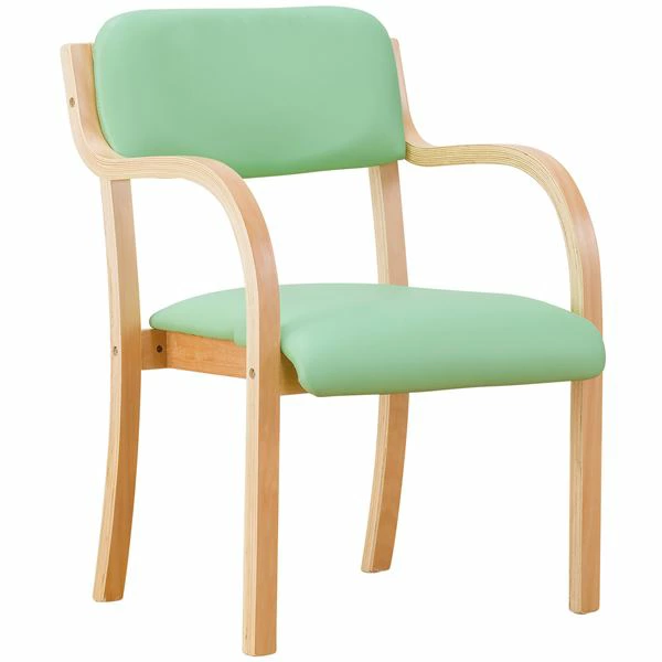 【送料無料】立ち座りサポートチェア/椅子 【グリーン 1脚】 肘付き スタッキング可 張地：合成皮革/合皮 〔業務用 家庭用 オフィス〕【代引不可】